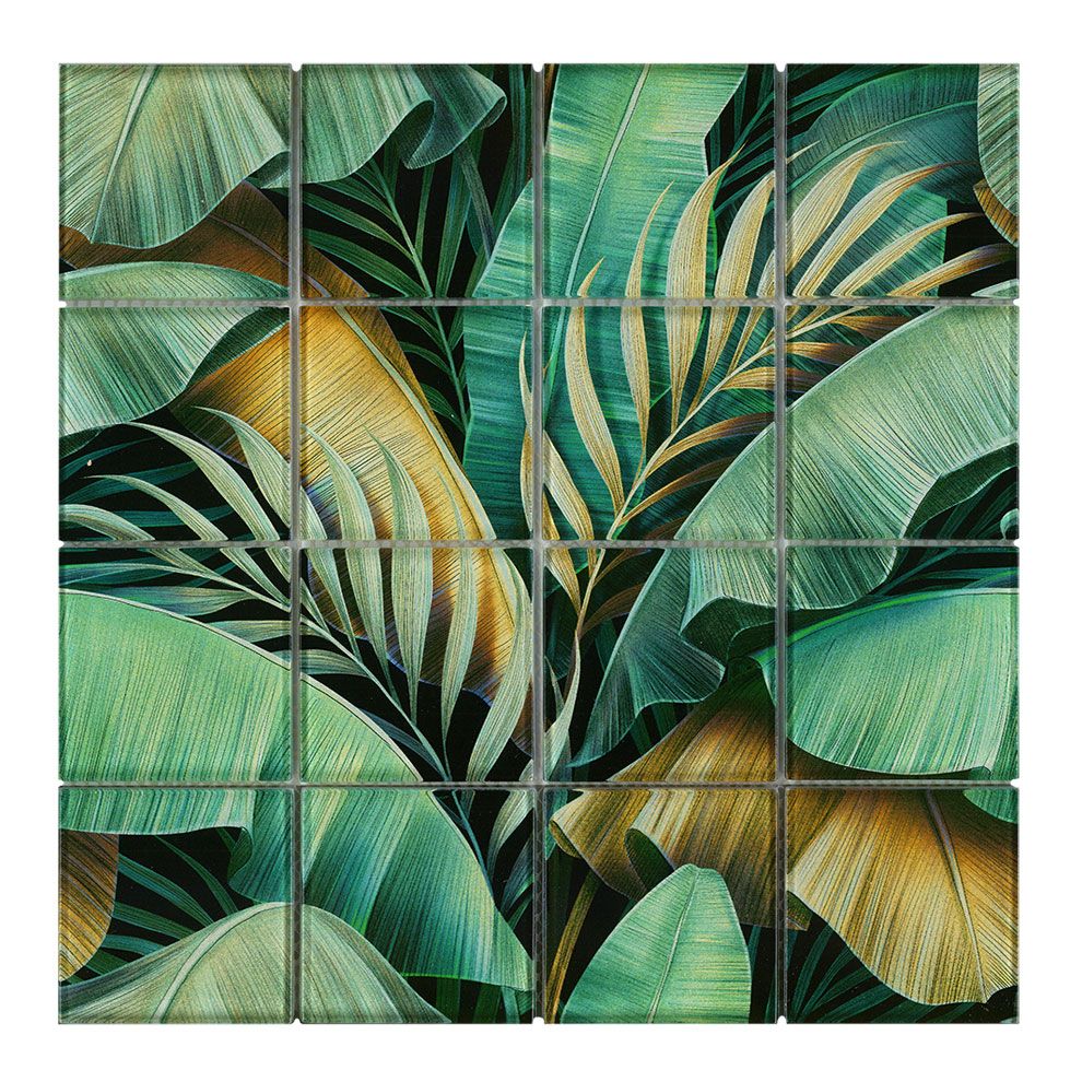 PIANTA-1 7,5x7,5 verde glzd, Glasmozaïek 
