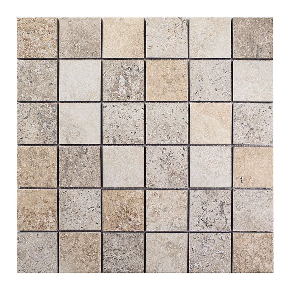 Mosaico TRAVERTINO 4.8x4.8 chiaro/noce porcellanatomosaik Mosaico TRAVERTINO 4.8x4.8 chiaro/noce porcellanatomosaik