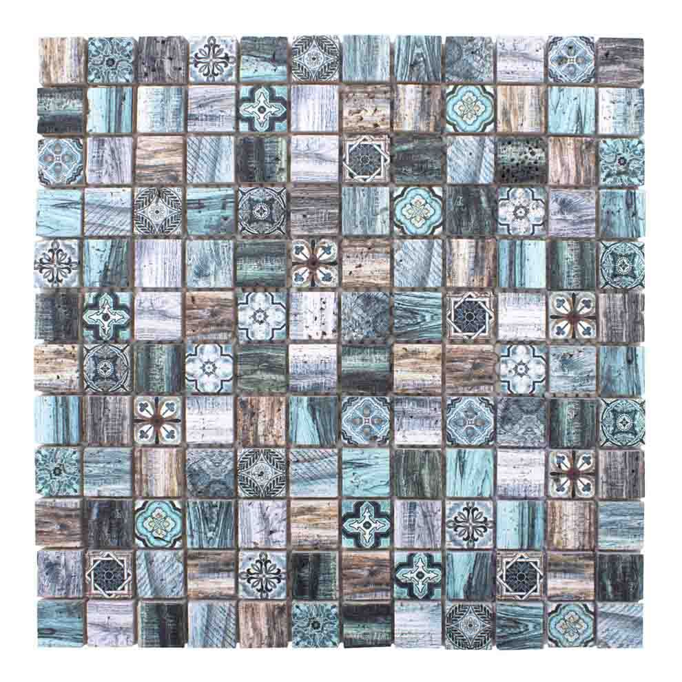 Mini PATCHWORK-6 2.3x2.3 beige/verde  natuursteenmosaik