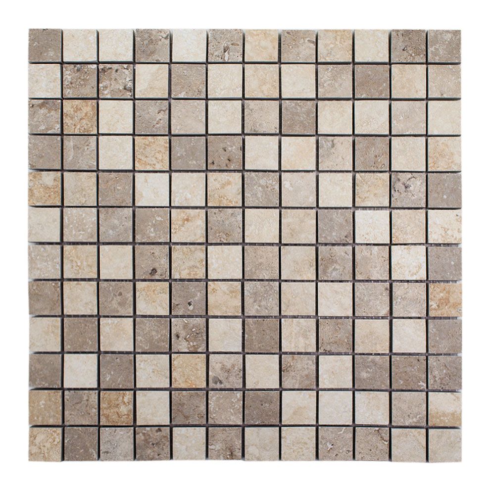 Mosaico TRAVERTINO 2.3x2.3 chiaro/noce porcellanatomosaik Mosaico TRAVERTINO 2.3x2.3 chiaro/noce porcellanatomosaik