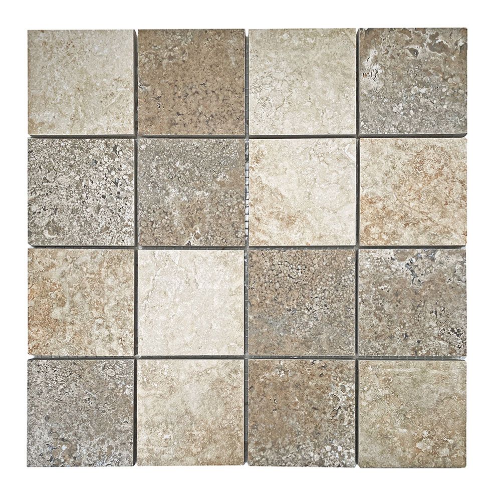 Mosaico TRAVERTINO 7.5x7.5 chiaro/noce porcellanatomosaik Mosaico TRAVERTINO 7.5x7.5 chiaro/noce porcellanatomosaik