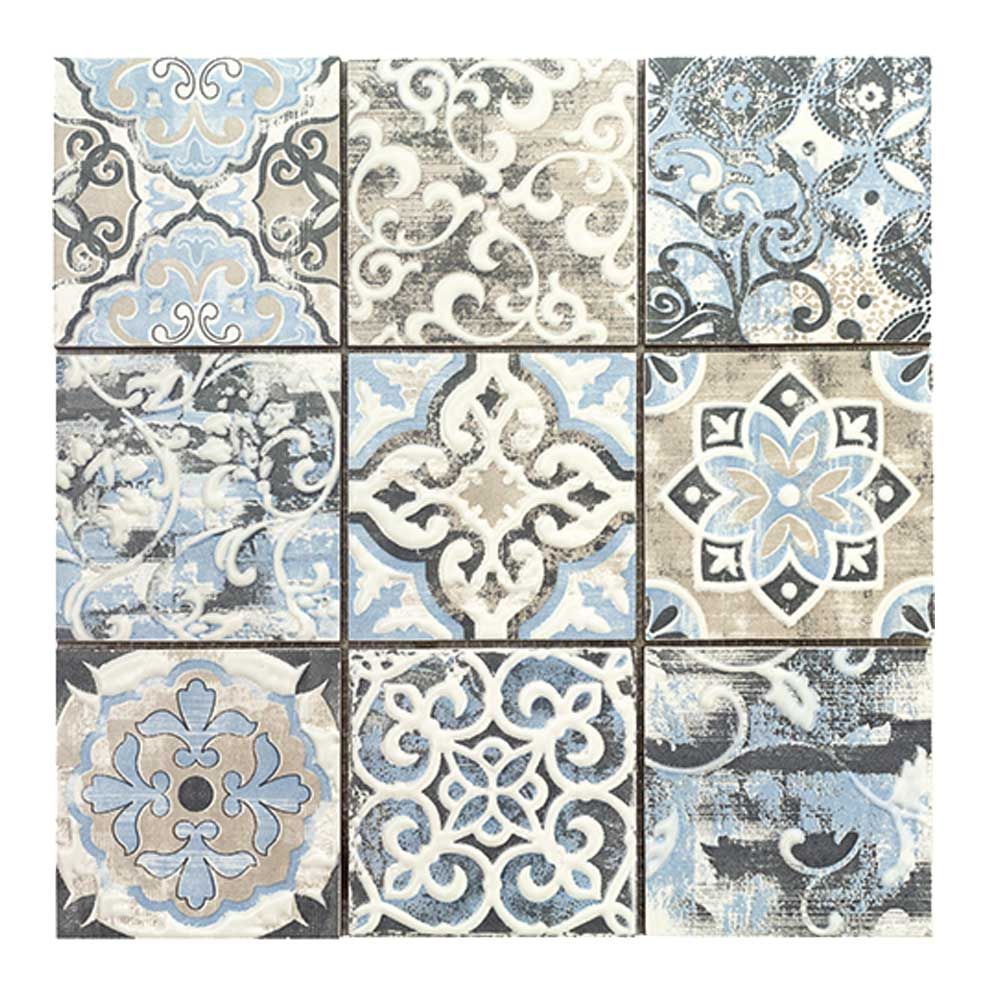 Maxi PATCHWORK-1 10x10 azzurro keramisch mozaïek