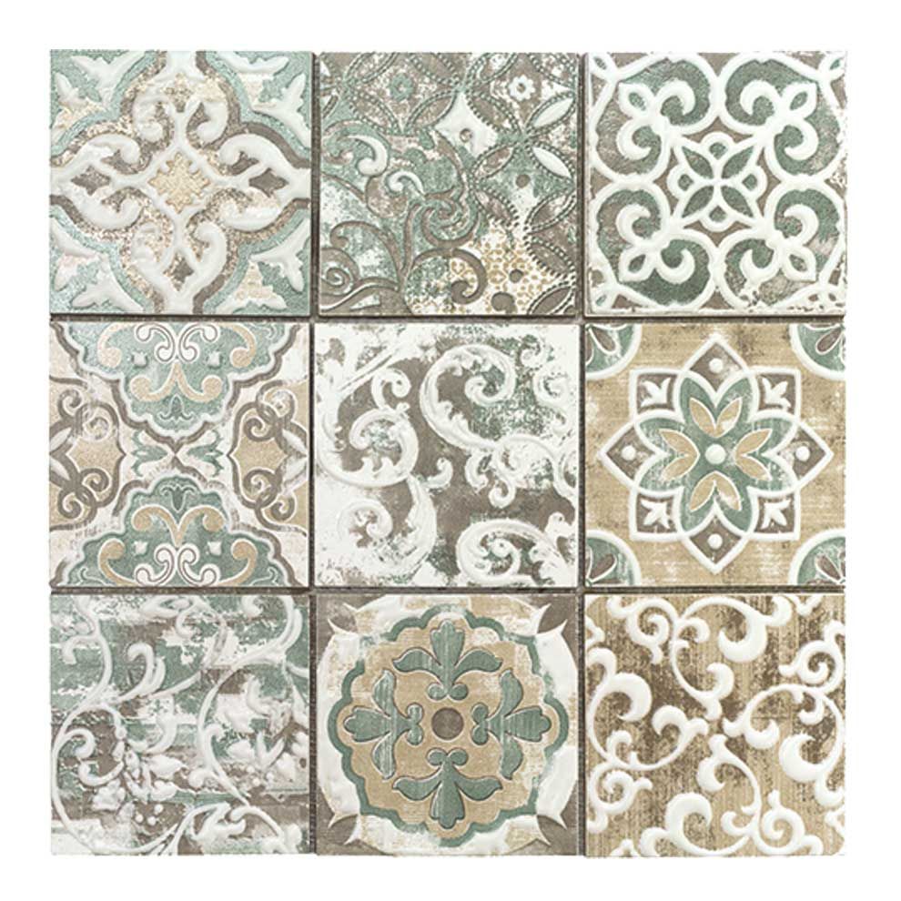 Maxi PATCHWORK-2 10x10 verde keramisch mozaïek