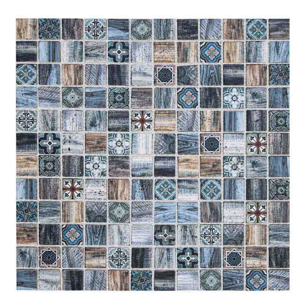 Mini PATCHWORK-5 2.3x2.3 beige/azzurro natuursteenmosaik